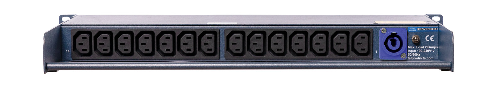 TSL PDU14C-20A AC MAINS DISTRIBUTION UNIT 1x 20A PowerCON inlet, 14x IEC outlets