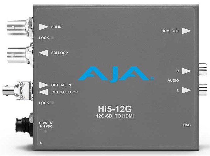 AJA HI5-12G-R-ST 12G-SDI to HDMI 2.0 Conversion with ST Fiber Receiver